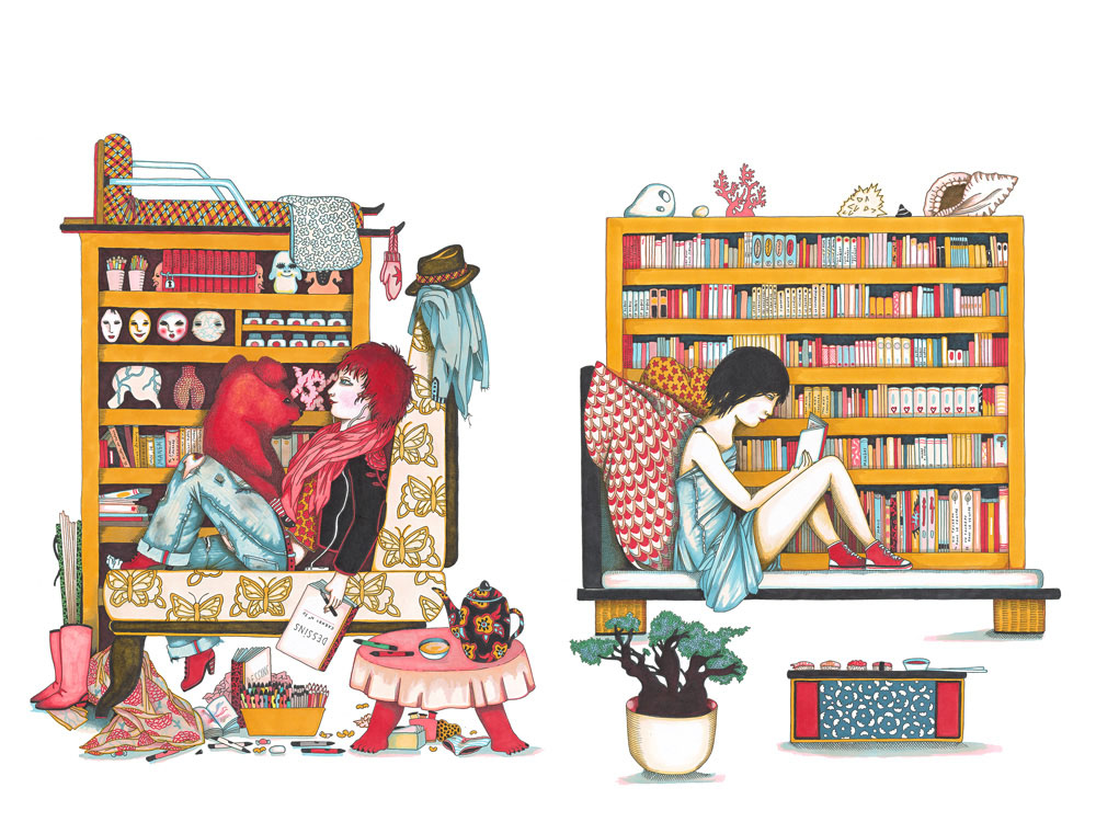 02_gardes-debut - Illustrations du livre Une amie pour la vie. Editions Thierry Magnier_2012